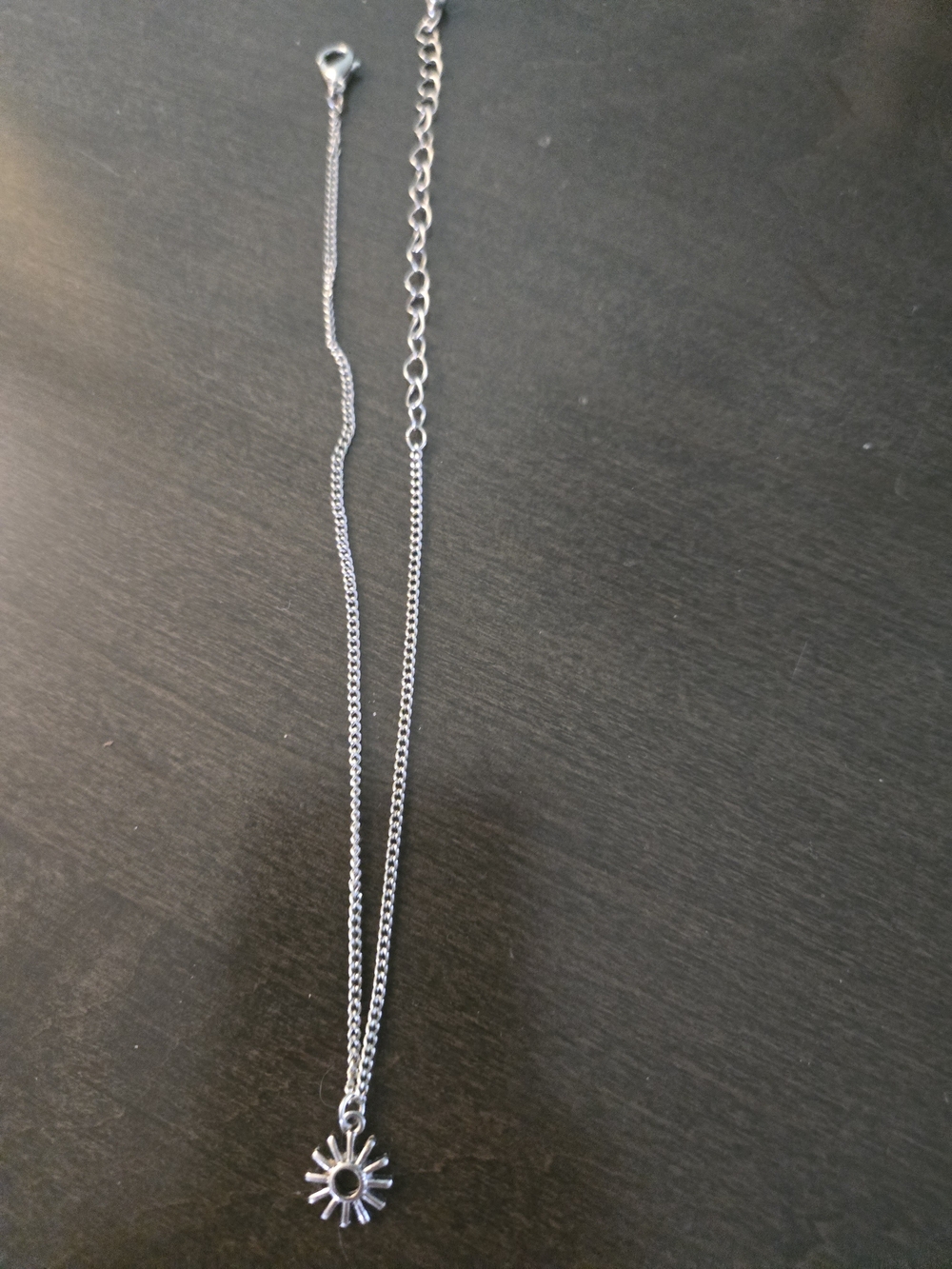 Silver Tone Sunburst Pendant Necklace - Silver